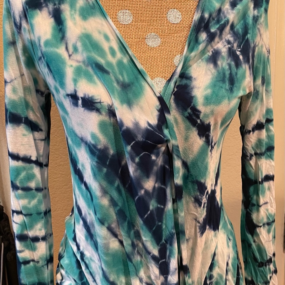 Young Fabulous & Broke Tie-Dye Long Sleeve Top - Blue and Green